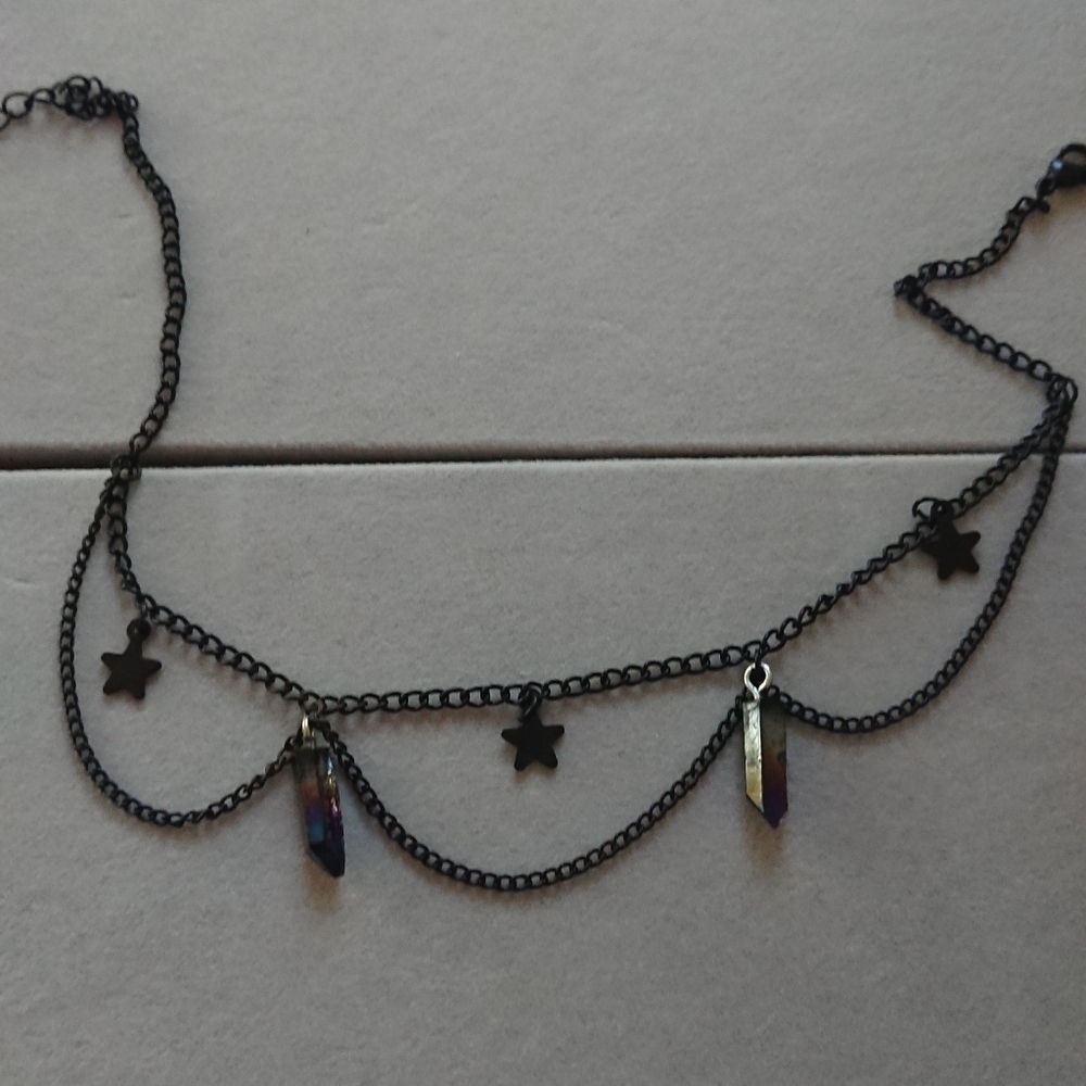 Dainty Black Star and charm Choker Necklace - Picture 4 of 9